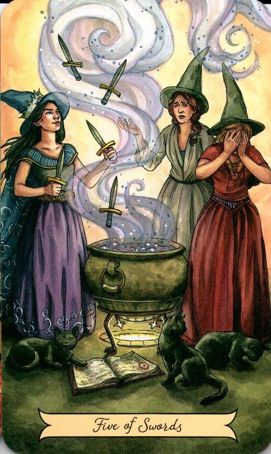 Пятёрка Мечей. Everyday Witch Tarot