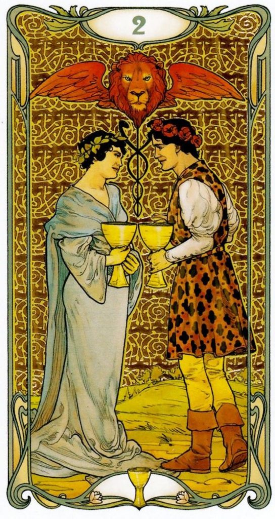 Двойка Кубков / Golden Art Nouveau Tarot