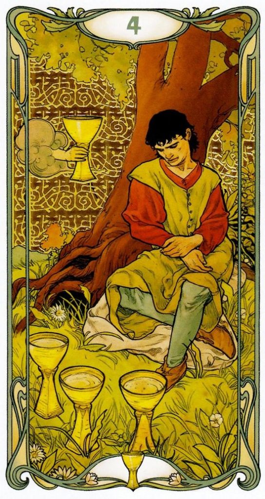 Четвёрка Кубков / Golden Art Nouveau Tarot