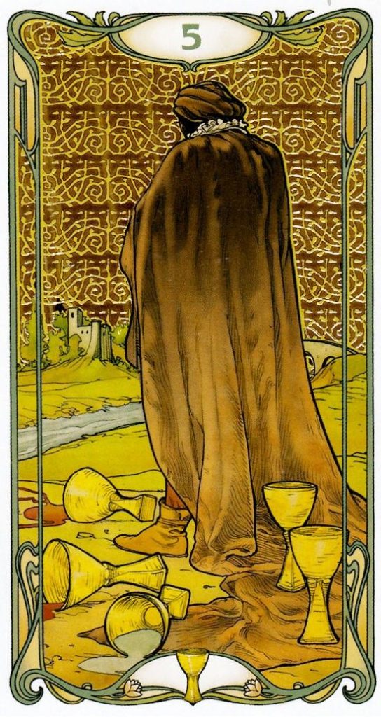 Пятёрка Кубков / Golden Art Nouveau Tarot