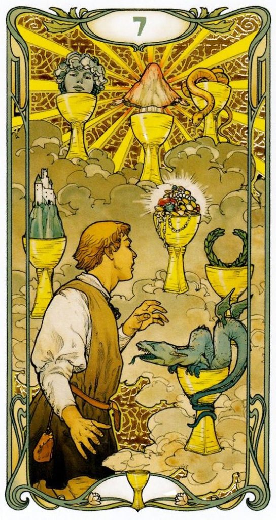 Семёрка Кубков / Golden Art Nouveau Tarot