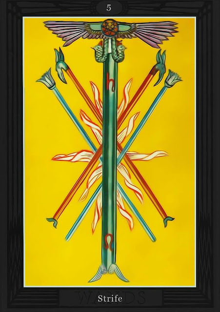 Пятёрка Жезлов/ Таро Тота