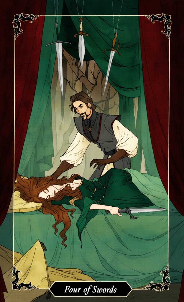 Четвёрка Мечей/ Dark Wood Tarot
