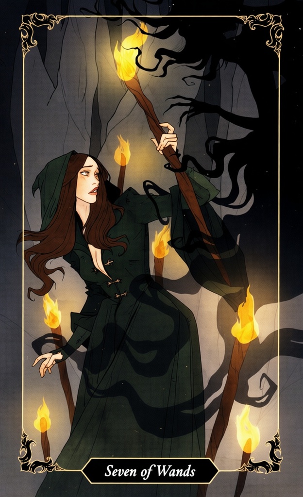 Семёрка Жезлов/ Dark Wood Tarot