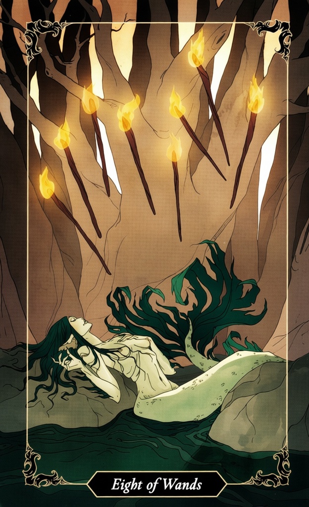 Восьмёрка Жезлов/ Dark Wood Tarot